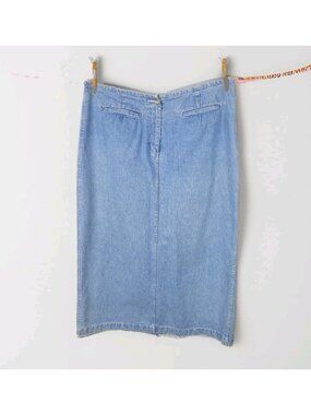 CJ Banks Denim Skirt Size 16W Jean Long A Line Western Modest Slit Light Wash